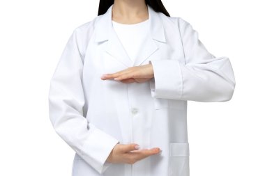 PNG, doktor olarak Asyalı kız, beyaz arka planda izole edilmiş..