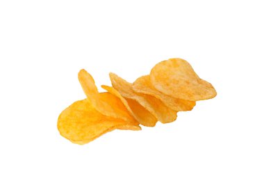 PNG, patates cipsi, beyaz arkaplanda izole edilmiş.