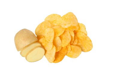PNG, patates cipsi, beyaz arkaplanda izole edilmiş.