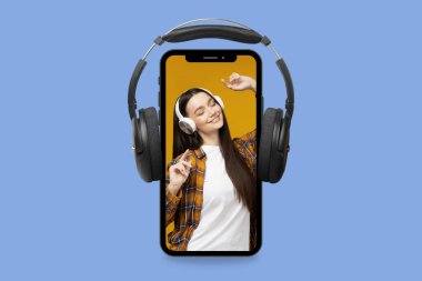 Telefon, müzik konsepti, müzik uygulaması, reklam için tasarım arkaplanı