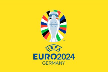 KYIV, UKRAINE - 16 Mayıs 2024: Almanya 'da UEFA Euro 2024 için tasarım, futbol kupası, futbol yazı