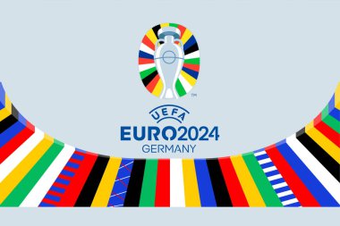 KYIV, UKRAINE - 16 Mayıs 2024: Almanya 'da UEFA Euro 2024 için tasarım, futbol kupası, futbol yazı