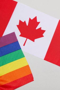 Kanada bayrağı açık arkaplanda gökkuşağı bayrağı