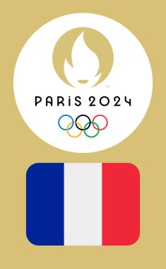 Odessa, Ukrayna, 18.07.2024: Paris 2024 Olimpiyat Oyunları logosu