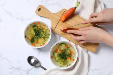 Sebze çorbası, sağlıklı yiyecek konsepti, sağlıklı beslenme.