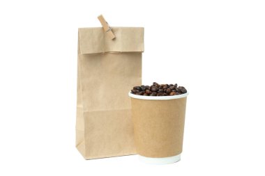 PNG, Kraft fincanları kahve için bir paket kağıt kahve, beyaz arka planda izole edilmiş.