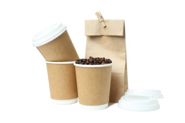 PNG, Kraft fincanları kahve için bir paket kağıt kahve, beyaz arka planda izole edilmiş.