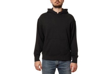 PNG, siyah kapüşonlu bir adam, beyaz arka planda izole edilmiş.