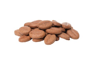 PNG, kahve çekirdeği şeklinde kurabiyeler, beyaz arka planda izole edilmiş.