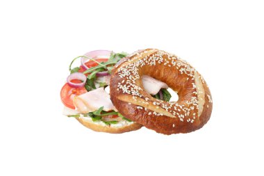 PNG, Bagel sandviçi, beyaz arka planda izole edilmiş.