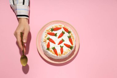 Havuçlu kek, lezzetli tatlı yemek konsepti, lezzetli tatlı.