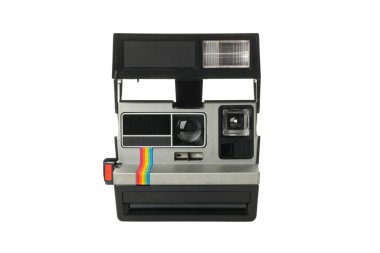PNG ve Retro kamera beyaz arkaplanda izole edildi