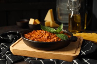 Bolonez sosu, lezzetli ve lezzetli yemek konsepti.