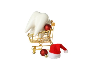 PNG, big tooth with Christmas accessories, isolated on white background. clipart