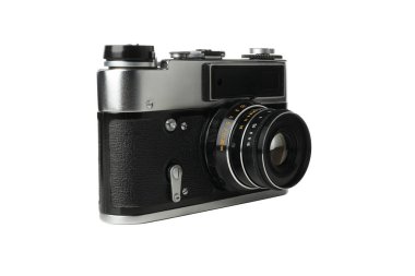 PNG ve Retro kamera beyaz arkaplanda izole edildi