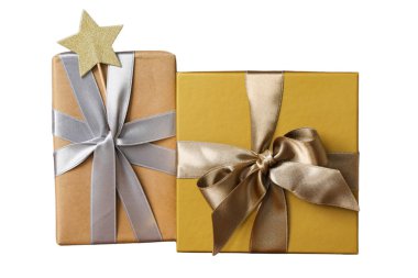 PNG, Mystery box, beyaz arkaplanda izole edilmiş altın kare kutular.