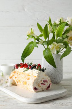 Kremalı pasta, lezzetli ve lezzetli yemek kavramı.