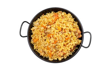 PNG, pilavlı tabak, beyaz arkaplanda izole.