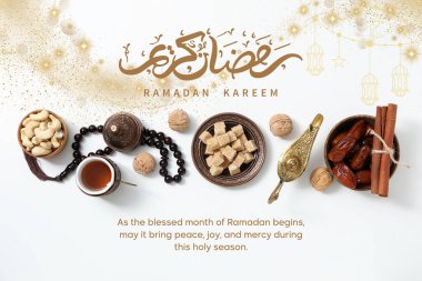 A beautiful greeting card for the celebration of Ramadan clipart