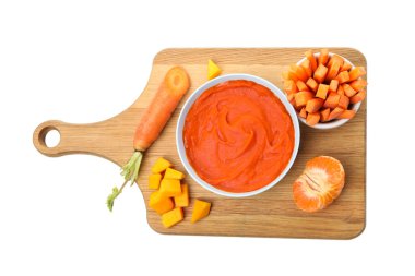 PNG, bebek maması tabağı, üst manzara, beyaz arka planda izole edilmiş..