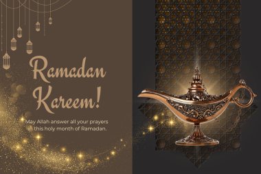 A beautiful greeting card for the celebration of Ramadan clipart