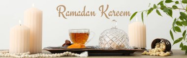 A beautiful greeting card for the celebration of Ramadan clipart