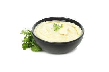 PNG, kasede patates püresi, beyaz arka planda izole edilmiş.