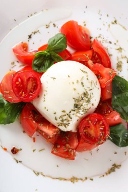 Salata Caprese, lezzetli ve lezzetli yemek kavramı.