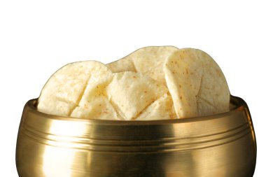 PNG, ayin, altın bir plaka içinde sunucu, beyaz arka planda izole