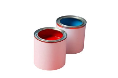 Sanat projeleri için kırmızı ve mavi boya kutuları, izole edilmiş PNG.