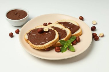 Çikolata ezmeli ekmek, lezzetli kahvaltı yemekleri.