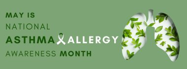 Ulusal Astım ve Alerji Bilinci Ayı 'nda yumuşak yeşil arka planda akciğerler ve yeşillik yer alıyor