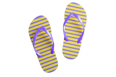 Parlak renkli parmak arası terlikler plaj gezileri ve güneşli günler için idealdir.