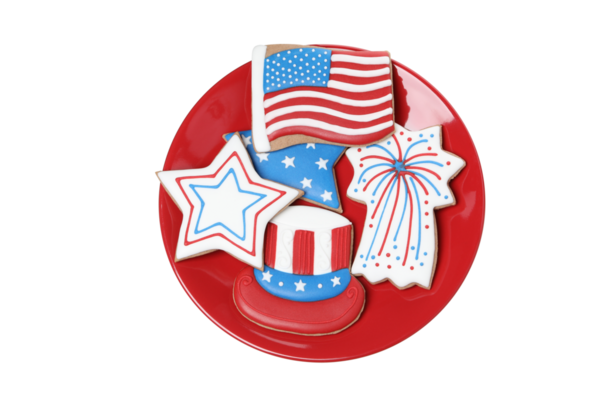 PNG, Amerikan sembollü kurabiyeler, beyaz arka planda izole edilmiş.