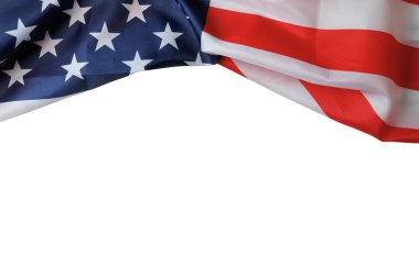 Giyinik Amerikan bayrağı işçi bayramını ve beyazlar üzerinde izole edilmiş ulusal dayanışmayı temsil ediyor.