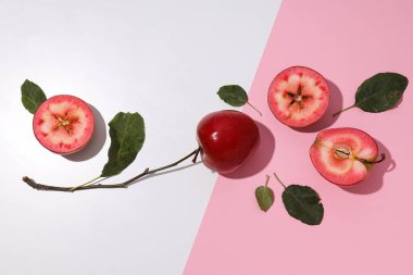 Kırmızı elmalar, taze ve sağlıklı yiyecek kavramı.