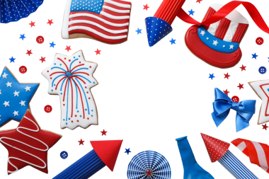 4 Temmuz tatil özellikleri, beyaz arkaplanda izole edilmiş, PNG