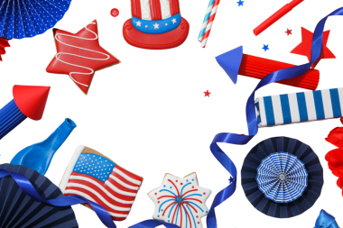 4 Temmuz tatil özellikleri, beyaz arkaplanda izole edilmiş, PNG