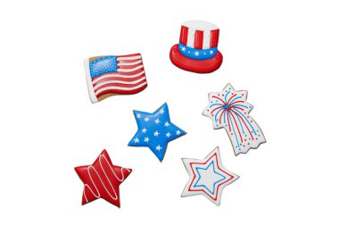 4 Temmuz tatil özellikleri, beyaz arka planda izole