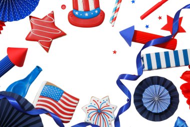 4 Temmuz tatil özellikleri, beyaz arka planda izole