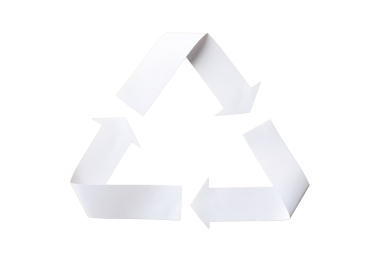 Çevre için beyaz geri dönüşüm sembolü, beyaz üzerine izole edilmiş, PNG