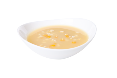 PNG, beyaz arka planda izole edilmiş beyaz kasede mısır çorbası..