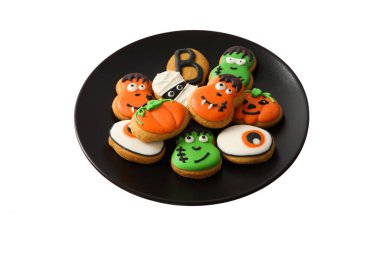 Halloween-shaped decorative cookies, isolated on white, PNG