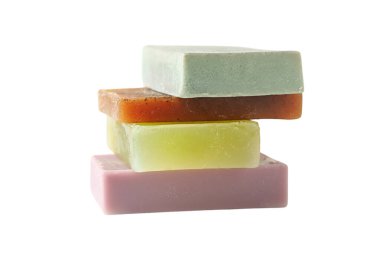 Temizlik için canlı, desenli sabunlar, beyaza izole edilmiş, PNG