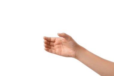 El sıkışmaya hazır, beyaz arkaplanda.