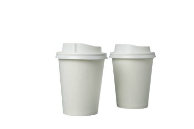 İki özdeş beyaz bardak sıcak içecekler için hazır, beyaz, PNG