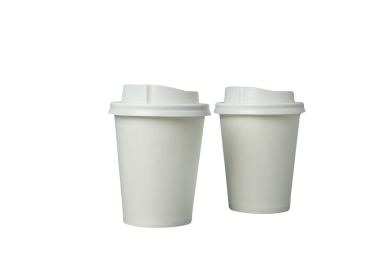 İki özdeş beyaz bardak sıcak içecekler için hazır, beyaz, PNG