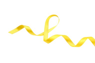 Parlak sarı kurdele kıvrımları ve kıvrımları güzel, beyaz üzerinde izole, PNG