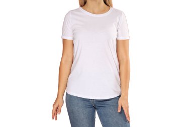 Kadınlar beyaz tişört ve kot pantolon giyer, beyaz giyilir, PNG