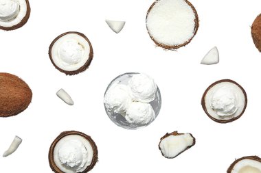 Hindistancevizi ve dondurma ustalıkla yerleştirilmiş, beyaz üzerine izole edilmiş, PNG